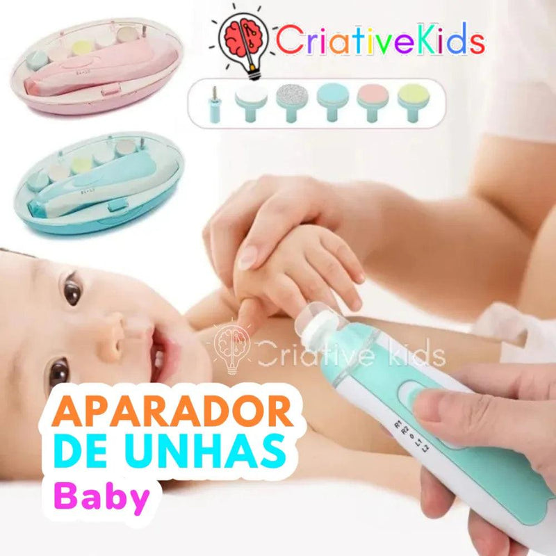 Aparador de Unhas Elétrico BabyEase com Luz LED e 6 Discos de Polimento.